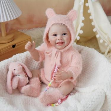 Imagem de Brastoy Bebê Reborn Boneca de Silicone Menina Realista Olhos Azuis Original 48cm