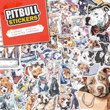 Imagem de Pacote de 100 adesivos Pitbull – Decalques de cachorro à prova d'água para garrafas de água, laptops, telefones, notebooks, carros – gráficos vibrantes e legais para entusiastas de pitbull