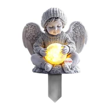 Imagem de rockible Estaca de jardim com asas de anjo 2D, decoração, presente decorativo, ornamento de anjo para festa, pátio externo, gramado, a