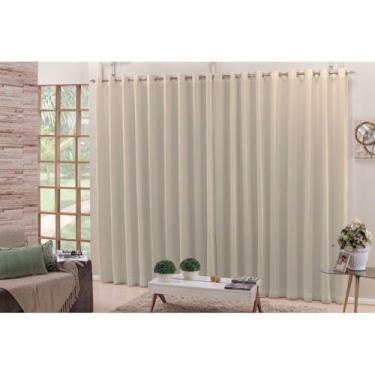 Imagem de Cortina Palha Oxford Sala/Quarto 300x250 Com Ilhós Para Varões Simples 3.00 x 2.50(Bege)
