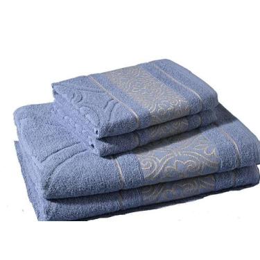 Imagem de Jogo Toalha de Banho Gigante 4 Peças Taj Cavhome, Blue Ice