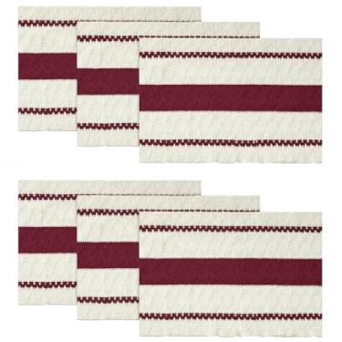 Imagem de Artoid Mode Jogo americano rústico de tecido Red Farmhouse, conjunto de tapetes de mesa vazados sazonais de 6,30 x 45,7 cm, decoração de festa e cozinha