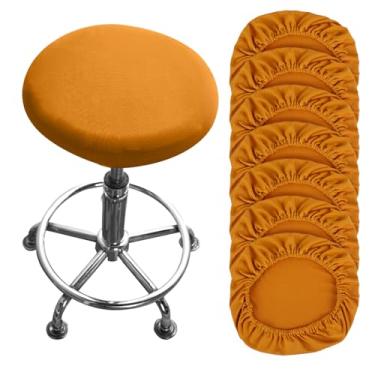 Imagem de LCZNXJJY 8 peças de capas redondas para bancos de bar, capas de assento laváveis, capas de almofada de banco com faixas elásticas, capa protetora de cadeira circular para barbearias e salões de beleza