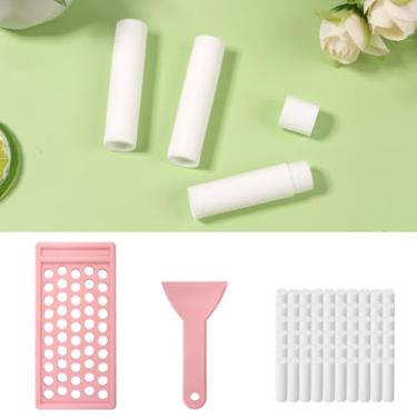 Imagem de DJAPWPX Pacote com 12 tubos de bálsamo labial retorcidos vazios - recipientes recarregáveis DIY com bandeja de enchimento e espátula | Tubos de plástico para perfume sólido, brilho labial e bálsamos