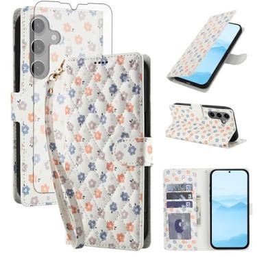 Imagem de Asuwish Capa de celular para Samsung Galaxy S24 Plus/S25 Plus S24+ S25+ 5G carteira flip com protetor de tela suporte para cartão S24Plus 24S + S 24 24+ S25Plus 25S 25+ SM-S936U flores multicoloridas