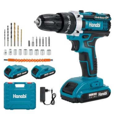 Imagem de Hanabi Furadeira e Parafusadeira de Impacto Sem Fio 21V com LED 2 Baterias 2.0Ah 35N.m e Carregador Bivolt e Maleta 10mm, 1700 RPM