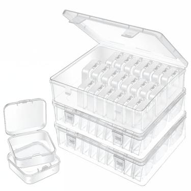 Imagem de 93 peças de organizador e armazenamento de contas, recipientes de armazenamento de contas de plástico transparente com tampa articulada, caixa organizadora de contas transparentes para unhas faça você