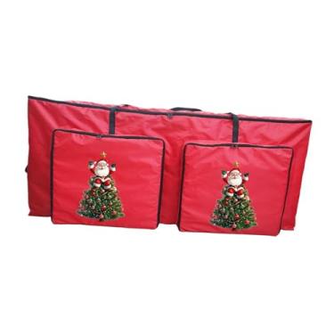 Imagem de Fenteer Sacola para armazenamento de árvore de Natal com zíper, alças reforçadas em tecido Oxford, recipiente para árvore de Natal para guirlanda, fácil, Style B