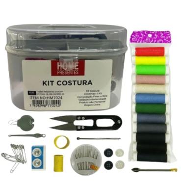 Imagem de Maleta Kit De Costura Completo 55 Peças Linha Agulha Botão Agulha