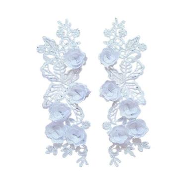 Imagem de Aplique Guipir APK10 3D Par Véu CCB Tamanho 23,5cm Branco - DEMAVI