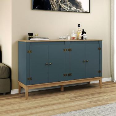 Imagem de Aparador Buffet 4 Portas com Pés de Madeira Colonial Movelbento