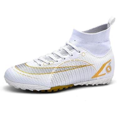 Imagem de Tênis de futebol masculinos de futebol com pontas longas, couro e borr