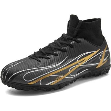 Imagem de Tênis de futebol masculinos de futebol com pontas longas, couro e borr