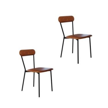 Imagem de Conjunto 2 Cadeiras de Jantar Vintage Emília Tecido Revest Sintético E
