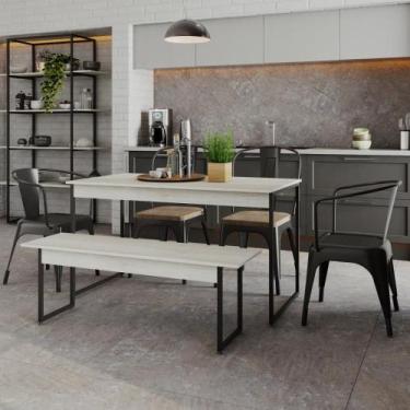 Imagem de Mesa de Jantar com 1 Banco Estilo Industrial TUB - Metalig, Snow