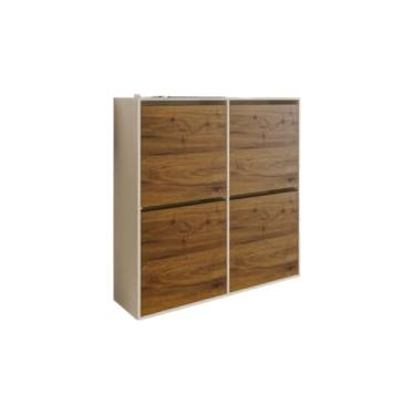 Imagem de Sapateira Organizadora Fechada Com 4 Portas Basculantes - Sapateira De Porta Suspensa Para Casa, Quarto E Closet -(off madeirado)