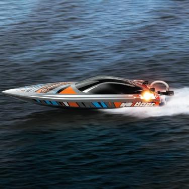 Imagem de Ssccgym Barco de velocidade grande RC UDI R/C UDI018 de 57,9 cm 2,4G 4WD 40-45 km/h, controle remoto, embarcação sem escovas para adultos amadores (cinza 1 bateria)