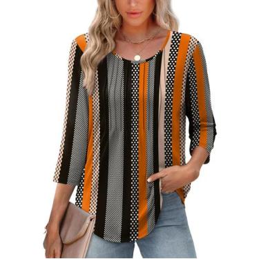 Imagem de Blusa feminina XIEERDUO, manga 3/4, plissada, casual de negócios