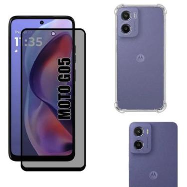 Imagem de Kit Para Moto G05 Película de Privacidade 3D e Capa Anti Shock Moto G0
