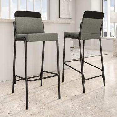 Imagem de Kit 2 Banquetas Altas Duo Carraro (Grafite e Preto)