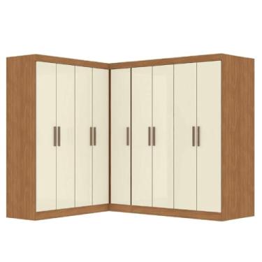 Imagem de Guarda Roupas Modulado de Canto Madrid com 9 Portas Madeirado/Off White