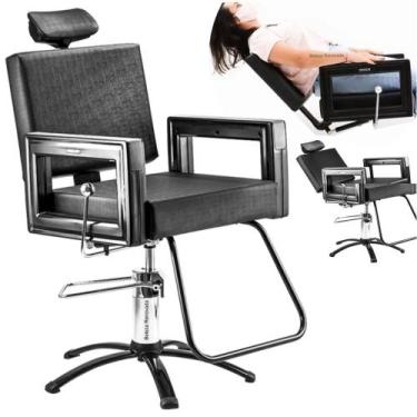 Imagem de Cadeira Reclinavel Dompel Square B Estrela Barbeiro Salao, Preto