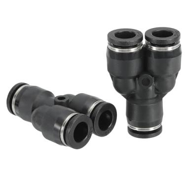 Imagem de Conexões de plástico em forma de Y de 5/40.6 cm OD para conectar, 2 unidades de tubos tipo Y tipo 3 maneiras, conexão de rosca, trava de pressão para sistema RO de ar e água, preto