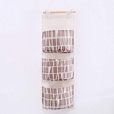 Imagem de Bolsa de armazenamento de parede com 3 bolsos largos, organizador de bolso para pendurar sobre a porta, organizador de armário para quarto