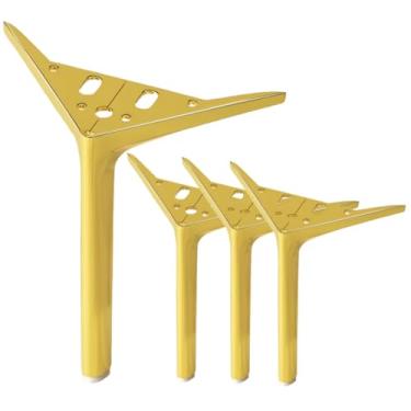 Imagem de SWTOOL Pernas de móveis de metal dourado de 20 cm, pés de móveis triangulares resistentes, faça você mesmo, pernas de substituição modernas para armário, sofá, poltrona, conjunto com 4
