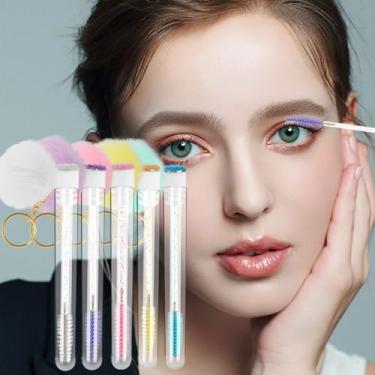 Imagem de 5 pincéis descartáveis para limpeza de glitter, varinhas de rímel, tubos, bola de pele sintética, diamante, conjunto de aplicador de ferramentas de maquiagem (5 cores mistas)