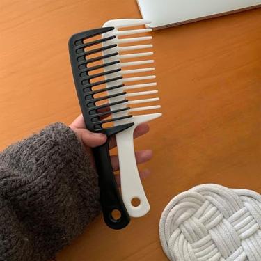 Imagem de Pente desembaraçador de dentes largos, escova durável para cabelos cacheados, molhados, longos, desembaraçador profissional de pentes, reduz a perda de cabelo, branco