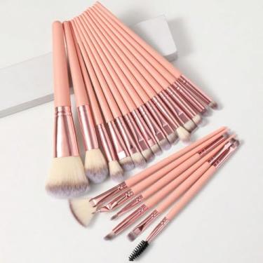 Imagem de 20 conjuntos de pincéis de maquiagem poderosos, pincéis de blush, pincel de sombra, pincel delineador para líquido, creme e pó - polido, mistura e pincel facial (YF)