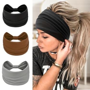 Imagem de Bandanas esportivas com nó grosso e elástico para mulheres, confortáveis e elásticas para ioga, corrida e fitness