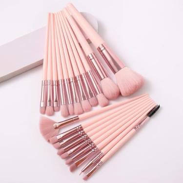 Imagem de 20 peças de conjuntos de pincéis de maquiagem poderosos pincéis de blush para sombra, pincel delineador para líquido, creme e pó - polido, mistura e pincel facial (QF)