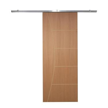 Imagem de Porta De Correr P- Verniz Frisada Kit Alumínio F10 - 210x80