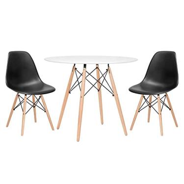 Imagem de Loft7, Mesa redonda Eames 90 cm branco + 2 cadeiras Eiffel Dsw