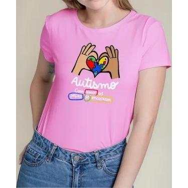 Imagem de Camiseta Camisa Algodão Feminina Masculina Adulto Campanha Abril Azul 