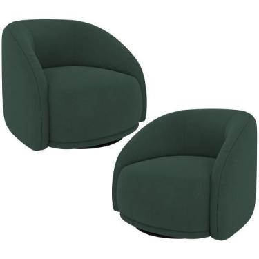 Imagem de Kit 02 Poltronas Decorativas Giratória Angelina M03 Veludo Verde Musgo
