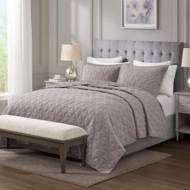 Imagem de Kit Cobre Leito Casal Bristol Cinza Chumbo