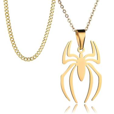 Imagem de RZCXBS Colar com pingente de aranha de aço inoxidável leve do Homem-Aranha, joia para crianças, mulheres, meninos e meninas, Metal, Sem Pedra Preciosa