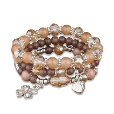 Imagem de Zhang shine Pulseiras Bohemia para mulheres, vintage, feitas à mão, multicamadas, empilháveis, berloque, elástico, verão, praia, férias, joias, One Size, Zinco, Sem Pedra Preciosa