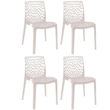 Imagem de Kit 4 Cadeiras Gruvyer Estrutura Em Polipropileno Fratini Branco