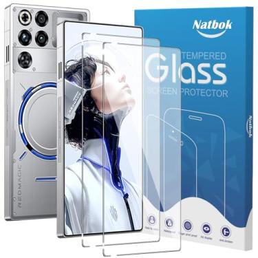 Imagem de Natbok Pacote com 2 protetores de tela compatíveis com Red Magic 11 Pro+, película de vidro temperado 9H de cobertura total, HD transparente resistente a arranhões, sem bolhas para protetor de tela