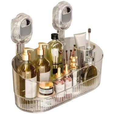 Imagem de Prateleira de banheiro com ventosa, organizador de parede sem broca, rack de armazenamento de chuveiro e cozinha, 1 peça