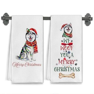 Imagem de Elefeltclave Toalhas de cozinha de inverno Husky siberiano, presentes para amantes de husky, toalhas de chá para decoração de cozinha, presentes de dono de amantes de cães, toalha de mão decorativa