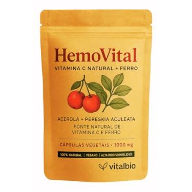 Imagem de HemoVital, Cápsulas Vegetais, 1000mg, Vitamina C e Ferro, Suplemento Natural Vegano, Prevenção de Anemia e Fortalecimento do Sistema Imunológico
