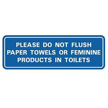 Imagem de Toalhas de papel ou produtos femininos da Please Do Not Flush na porta do banheiro/placa de parede, Azul, 2-3/4" x 7" - Medium