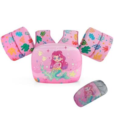 Imagem de DOOHALO Boia de natação infantil para crianças de 12,7 a 31,8 kg. Colete flutuante de ombro e braço adequado para meninos e meninas de 2 a 8 anos