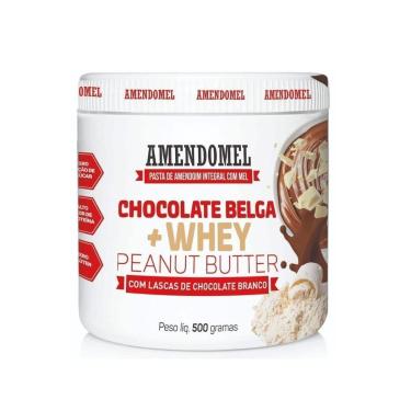 Imagem de Pasta De Amendoim Integral Com Mel Chocolate Belga + Whey Lasca De Chocolate Branco 500g Amendomel-Unissex