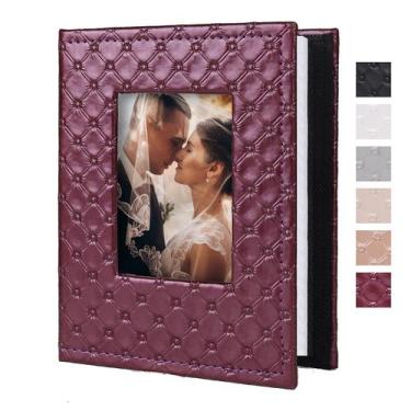 Imagem de Álbum de fotos RECUTMS 4x6 100 bolsos em couro PU vermelho vinho